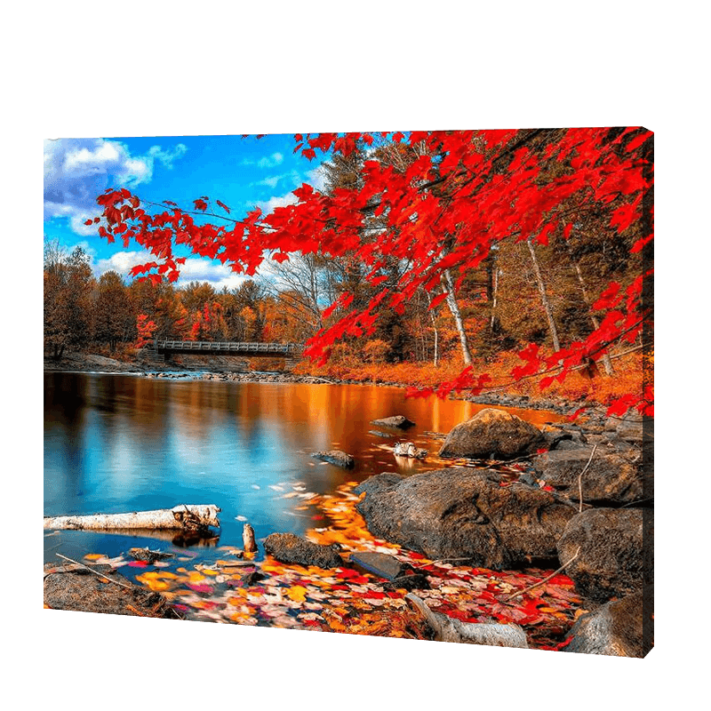 Maple Leaf Forest Lake | Diamond Painting