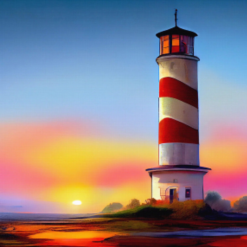 Autumn Sunset Lighthouse Diamond Painting