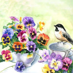 Load image into Gallery viewer, Bird With Pansy flowers Diamond Painting
