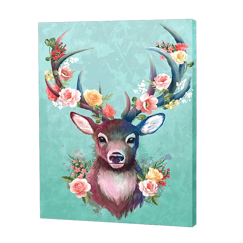 Deer With Flowers | Diamond Painting