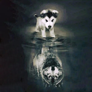 Husky Wolf Reflection Diamond Painting