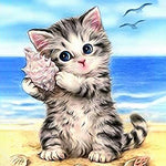 Load image into Gallery viewer, Kitten With Shell Diamond Painting
