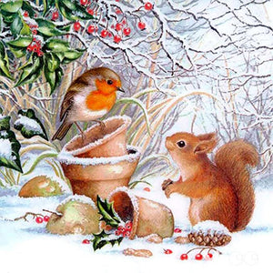 Squirel And Bird Diamond Painting