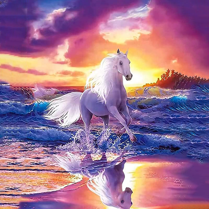 White Horse On Beach Diamond Painting