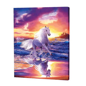 White Horse On Beach | Diamond Painting